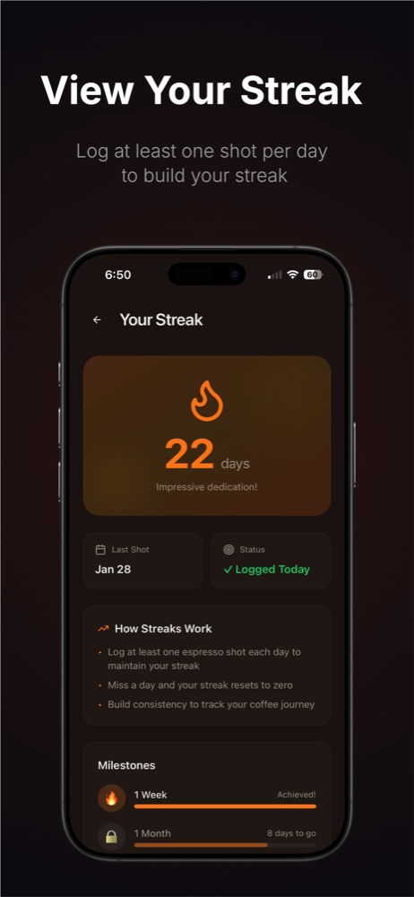 Espresso Shot Log - streak